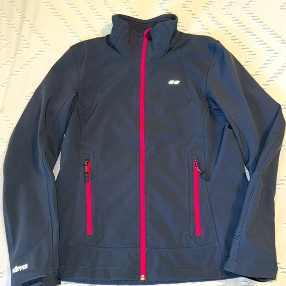 EUC KOPPEN Softshell Jacket Womens Insulated M Gray Pink Full Zip Zipper Pockets - Picture 1 of 9